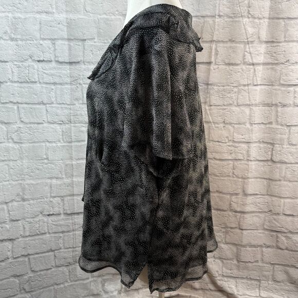 New York City Design Co Women's 4XL Sheer Blouse Short Sleeve Ruffled Plus Size - Picture 3 of 9